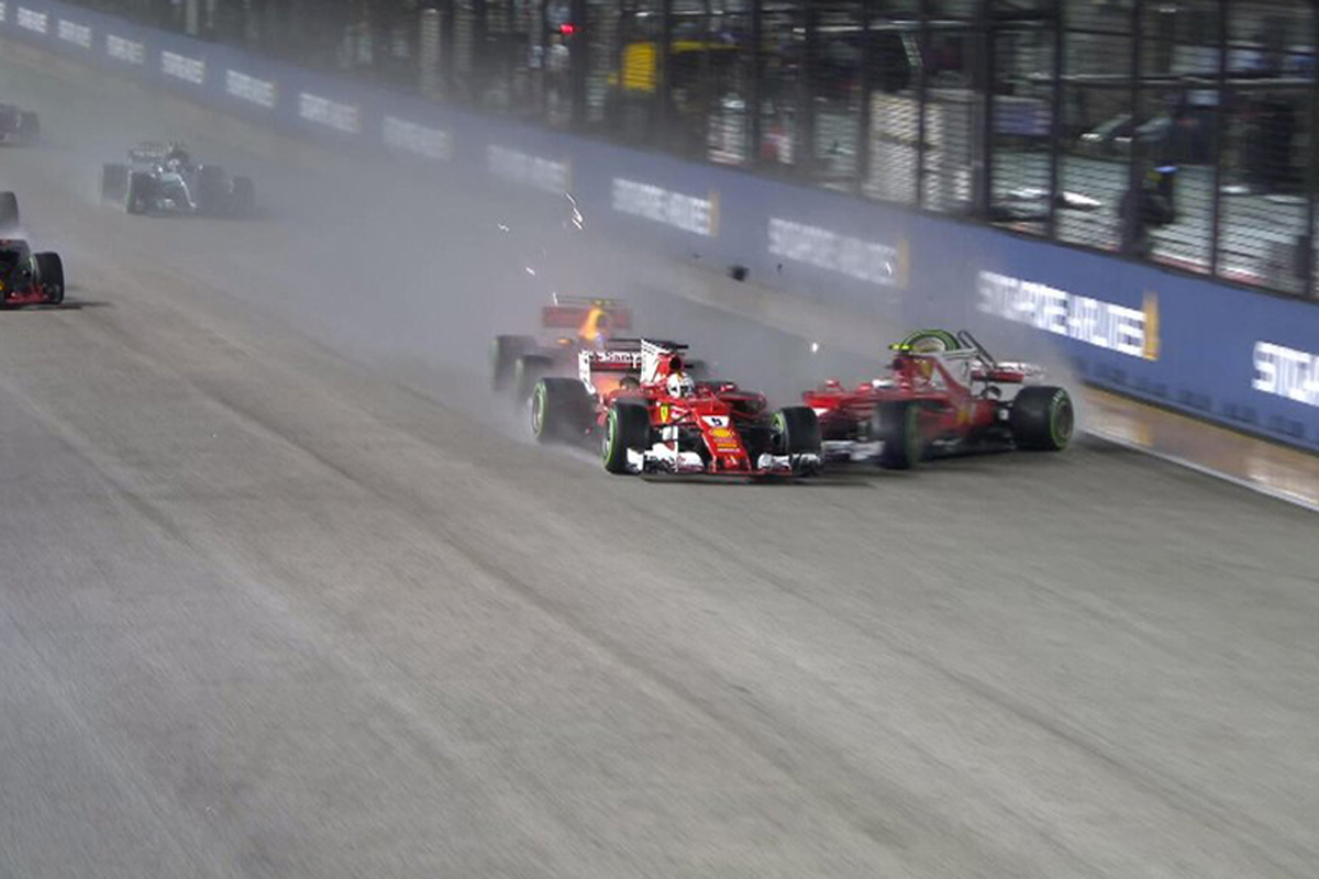 フェラーリ2台とフェルスタッペンが1周目にクラッシュリタイア
