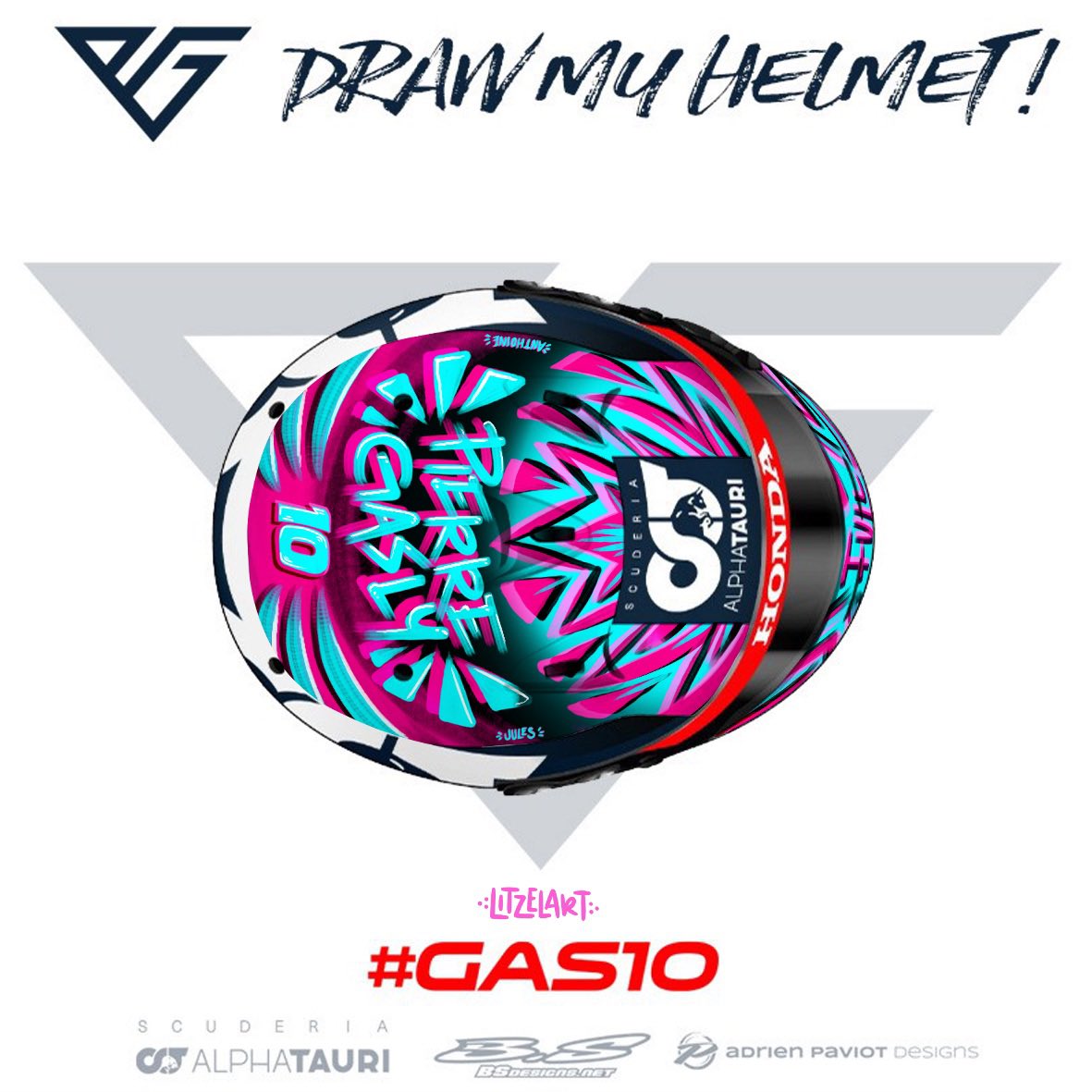 ピエール・ガスリー 2020年 F1開幕戦 ヘルメット（アルファタウリ・ホンダF1）
