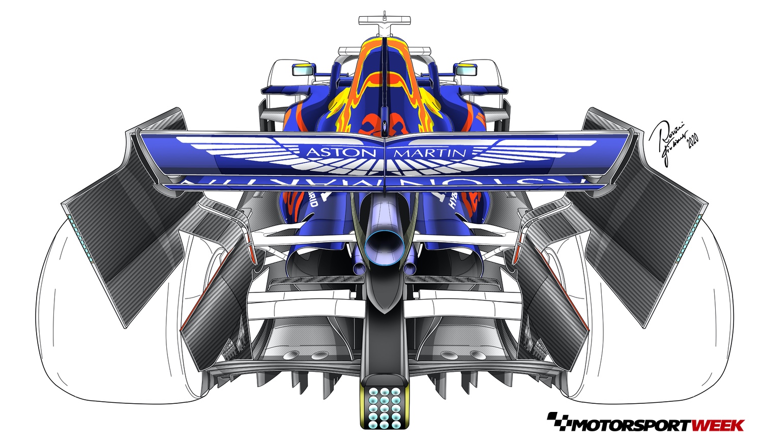 レッドブル・ホンダ RB16B：リア周り