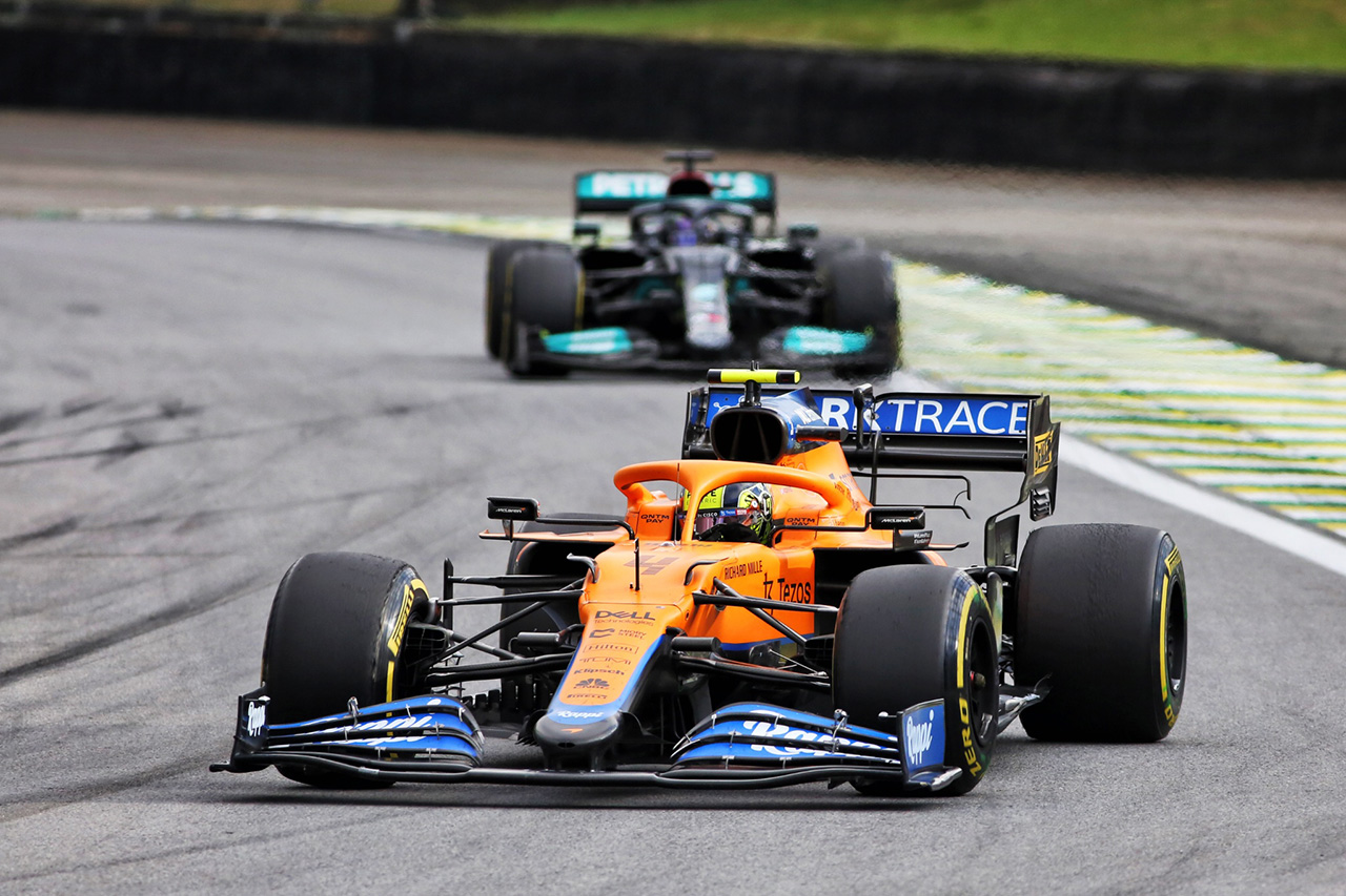 ランド・ノリス 「ルイス・ハミルトンのマシンは3輪にする必要がある」 F1ブラジルGP スプリント予選