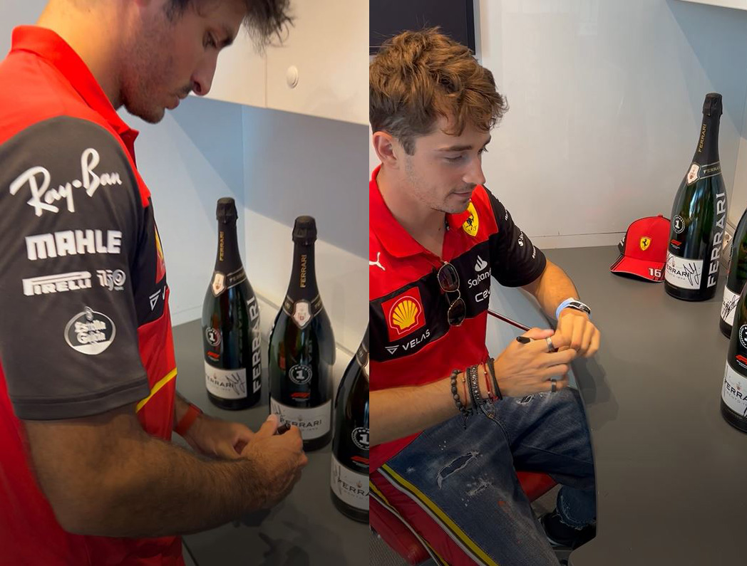 モバオク、F1表彰台用セレブレーションボトルのオークションを開催 ルクレール＆サインツのサイン入り