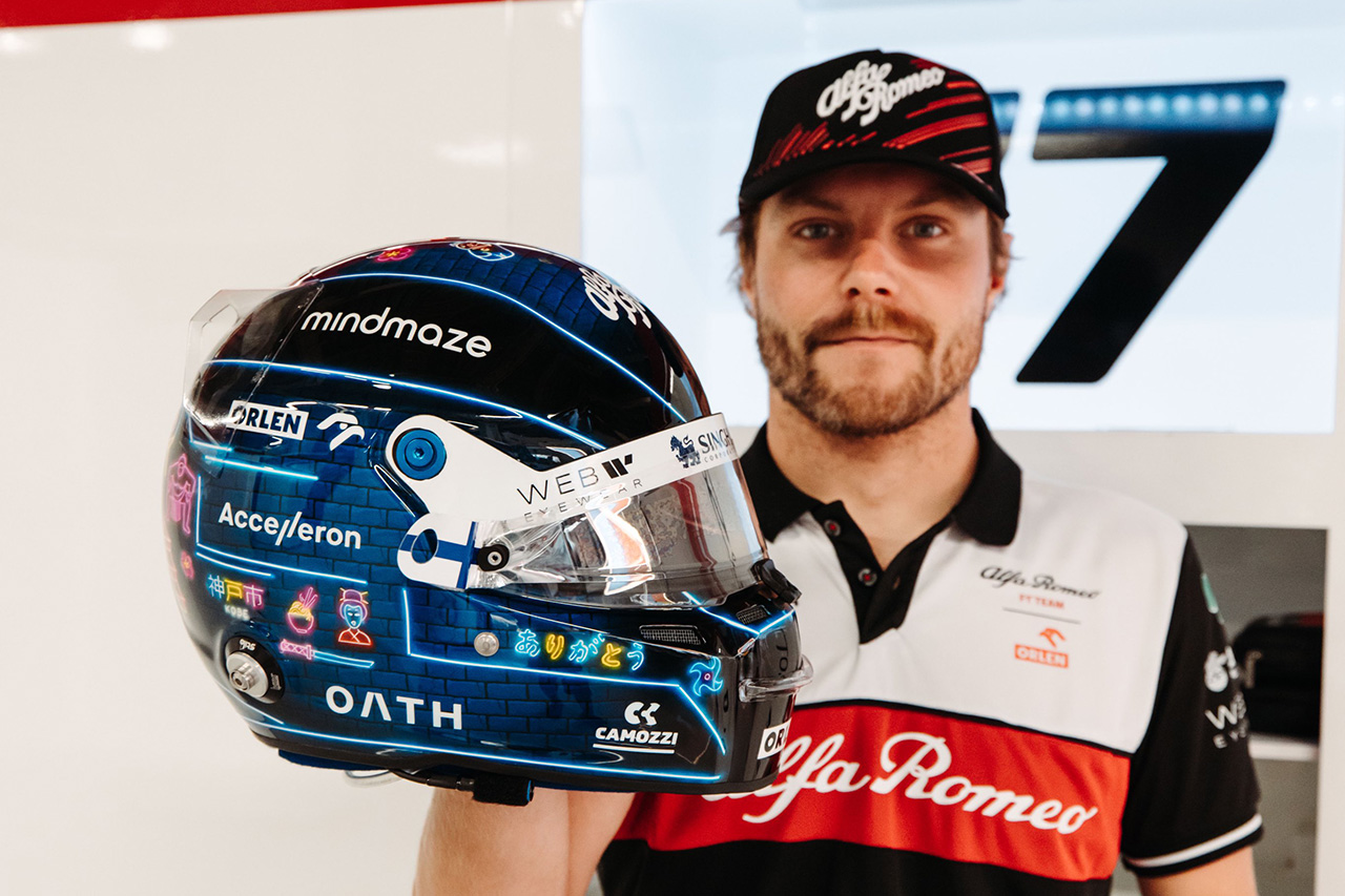 バルテリ・ボッタス、F1日本GPでネオンをテーマにしたヘルメット
