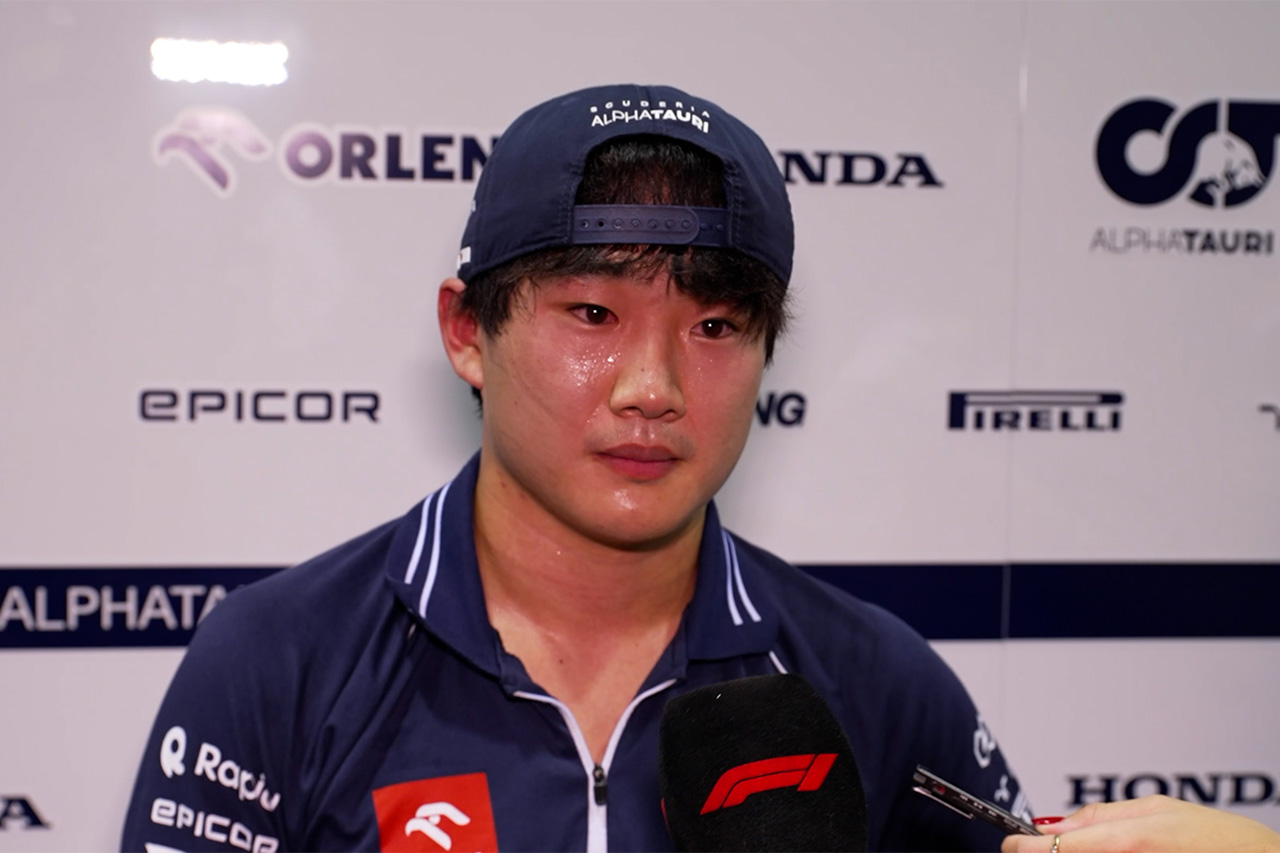 角田裕毅 F1シンガポールGP初日16位「終盤にソフトのグリップが落ちた」