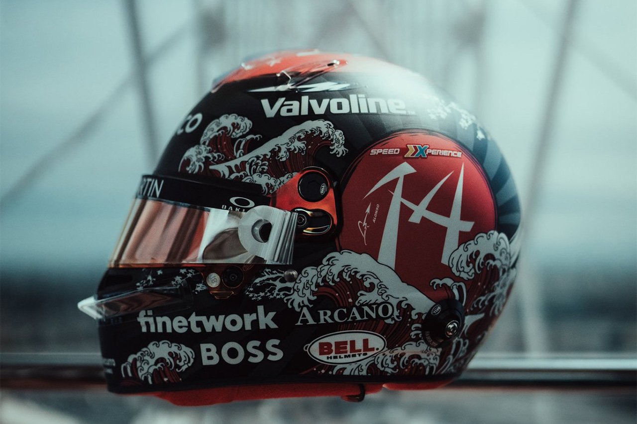 フェルナンド・アロンソ 2024年F1日本GPヘルメットは“北斎”テイスト