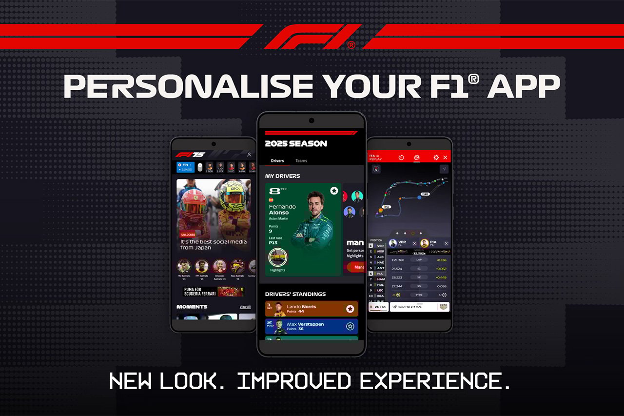 F1公式アプリとウェブサイトが刷新 ファンの体験をパーソナライズ可能に