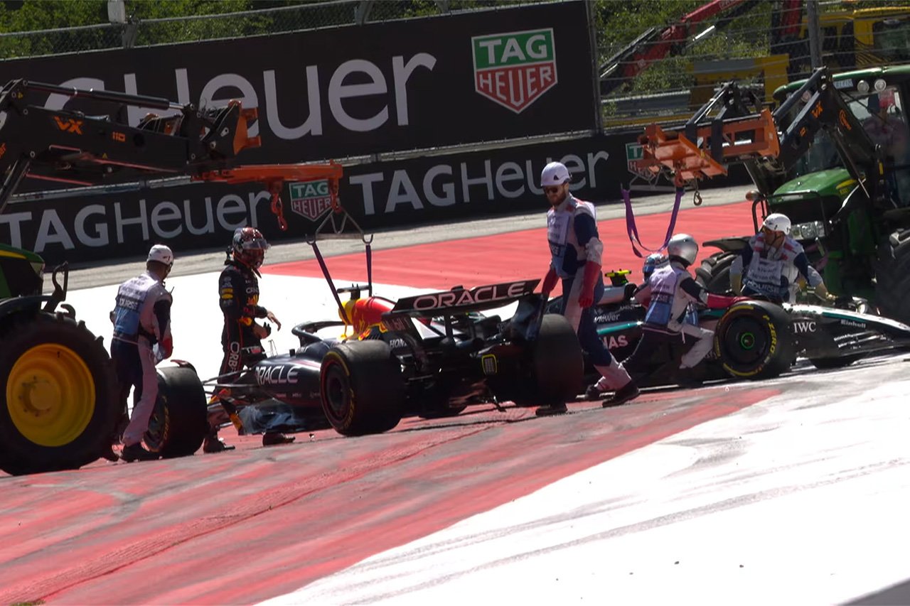 F1オーストリアGP決勝:フェルスタッペンとアントネッリがクラッシュ0周リタイア
