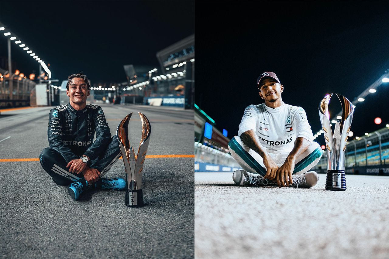 ジョージ・ラッセル F1シンガポールGP制覇 ハミルトンの“伝説の1枚”を再現