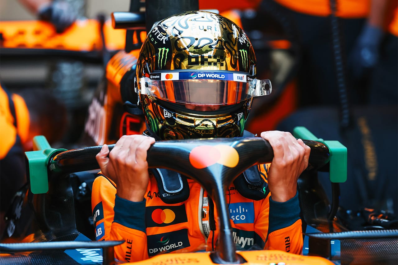 ランド・ノリス “ゴールドヘルメット”でF1王者として初走行