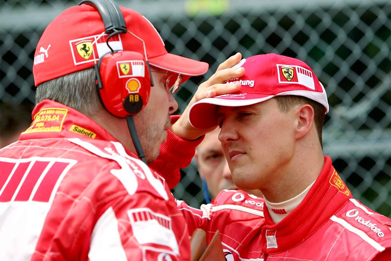 ミハエル・シューマッハとロス・ブラウン（スクーデリア・フェラーリ）