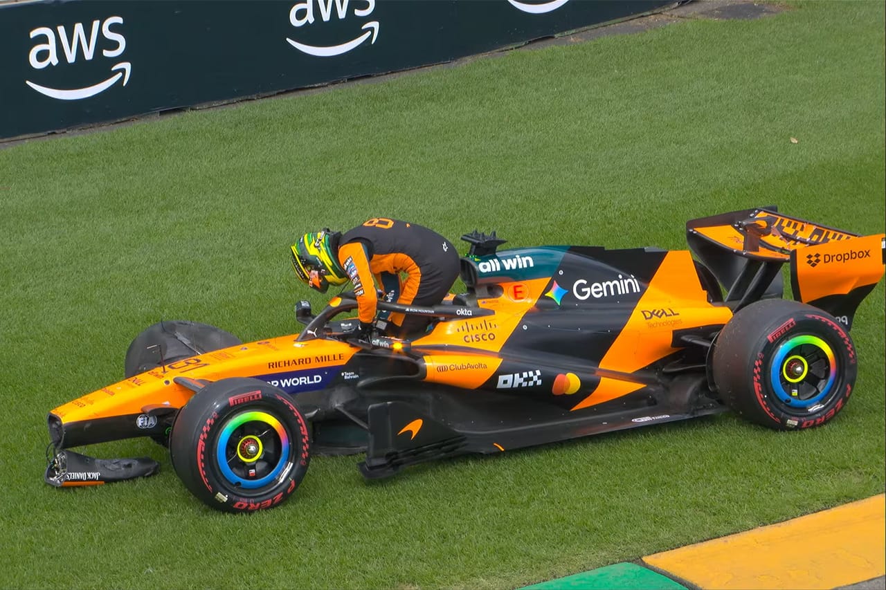 オスカー・ピアストリ F1オーストラリアGP グリッドへ向かう途中でクラッシュ