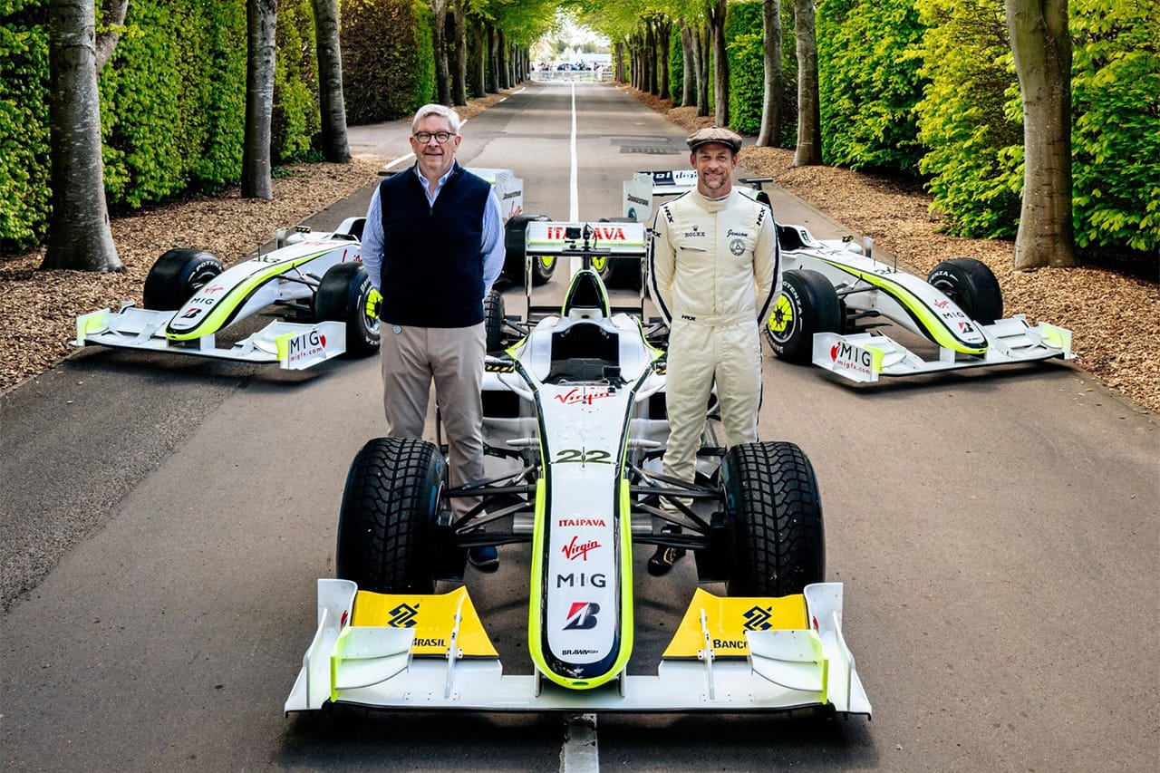 ブラウンGP F1マシンBGP001が初集結 グッドウッドで“ファミリー再会”