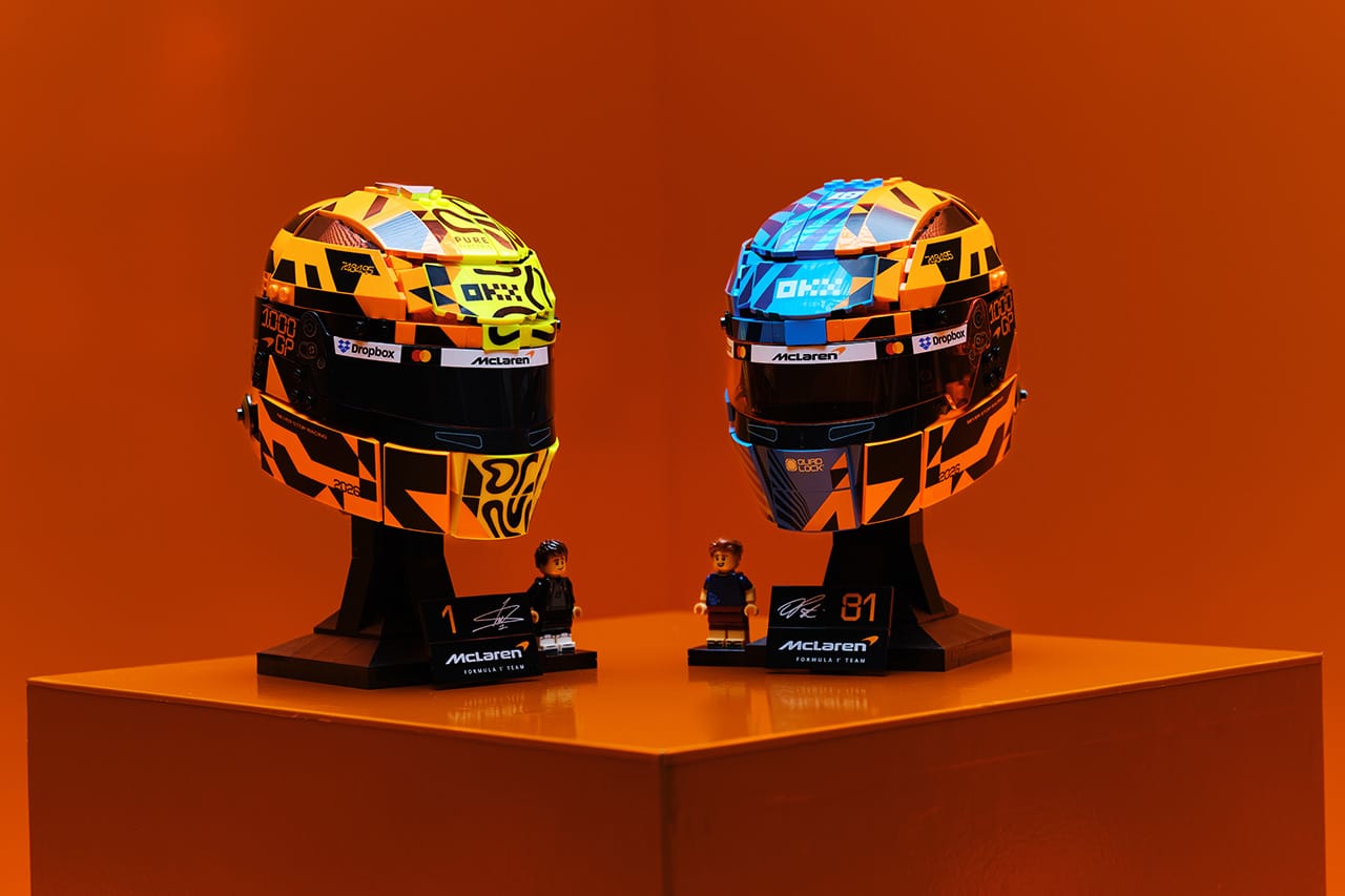 マクラーレンF1 1000戦記念でノリスとピアストリのレゴヘルメット発表