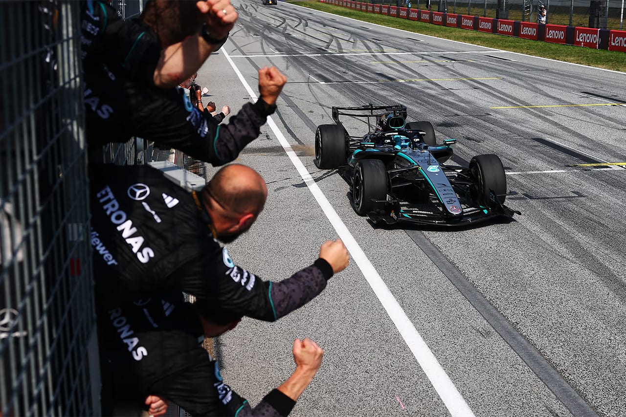 F1オーストリアGP決勝：ラッセル今季2勝目 フェルスタッペン猛追を退ける