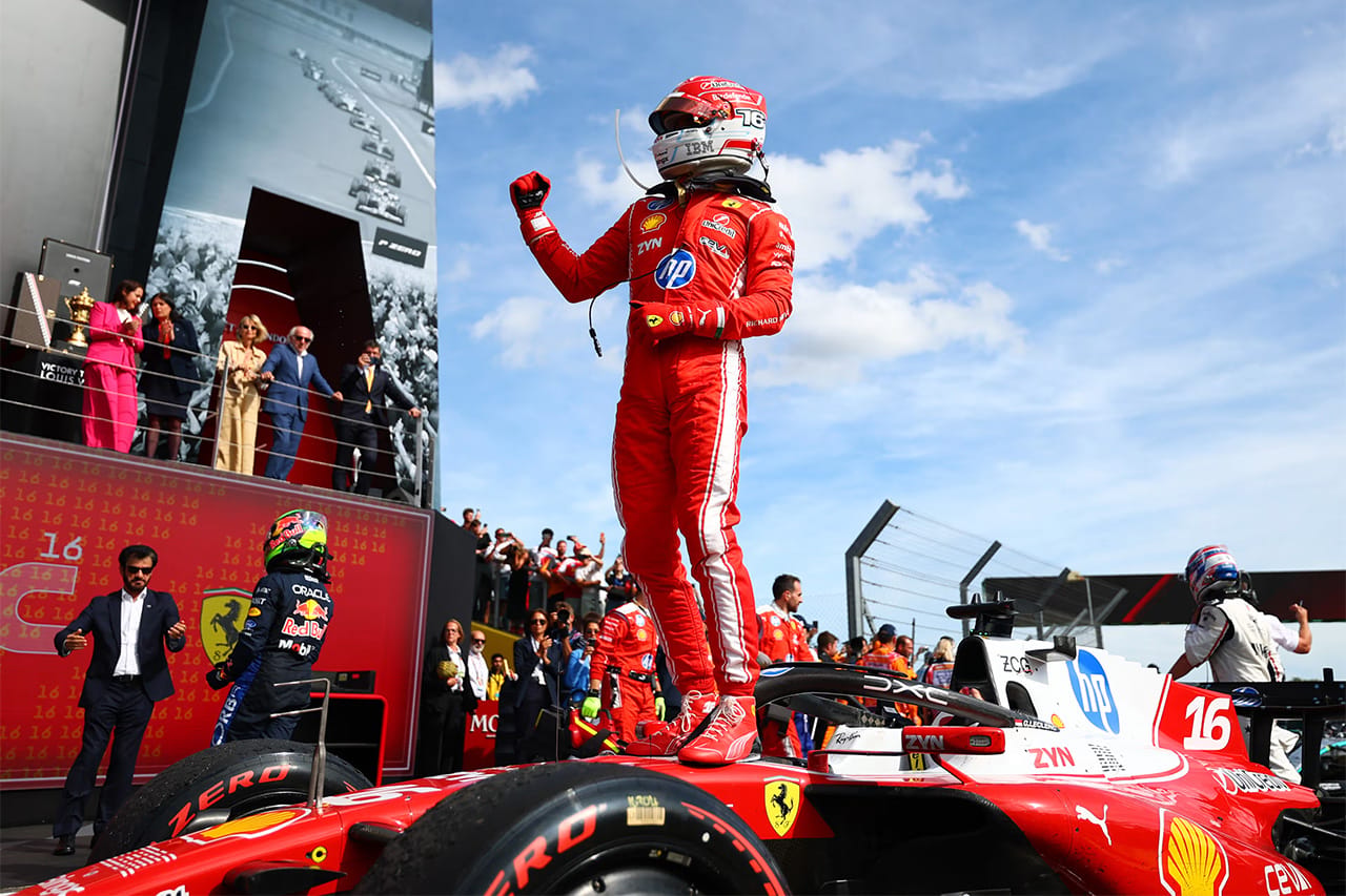 F1イギリスGP 決勝展開：ルクレール今季初勝利 幻となった最終ラップ決戦